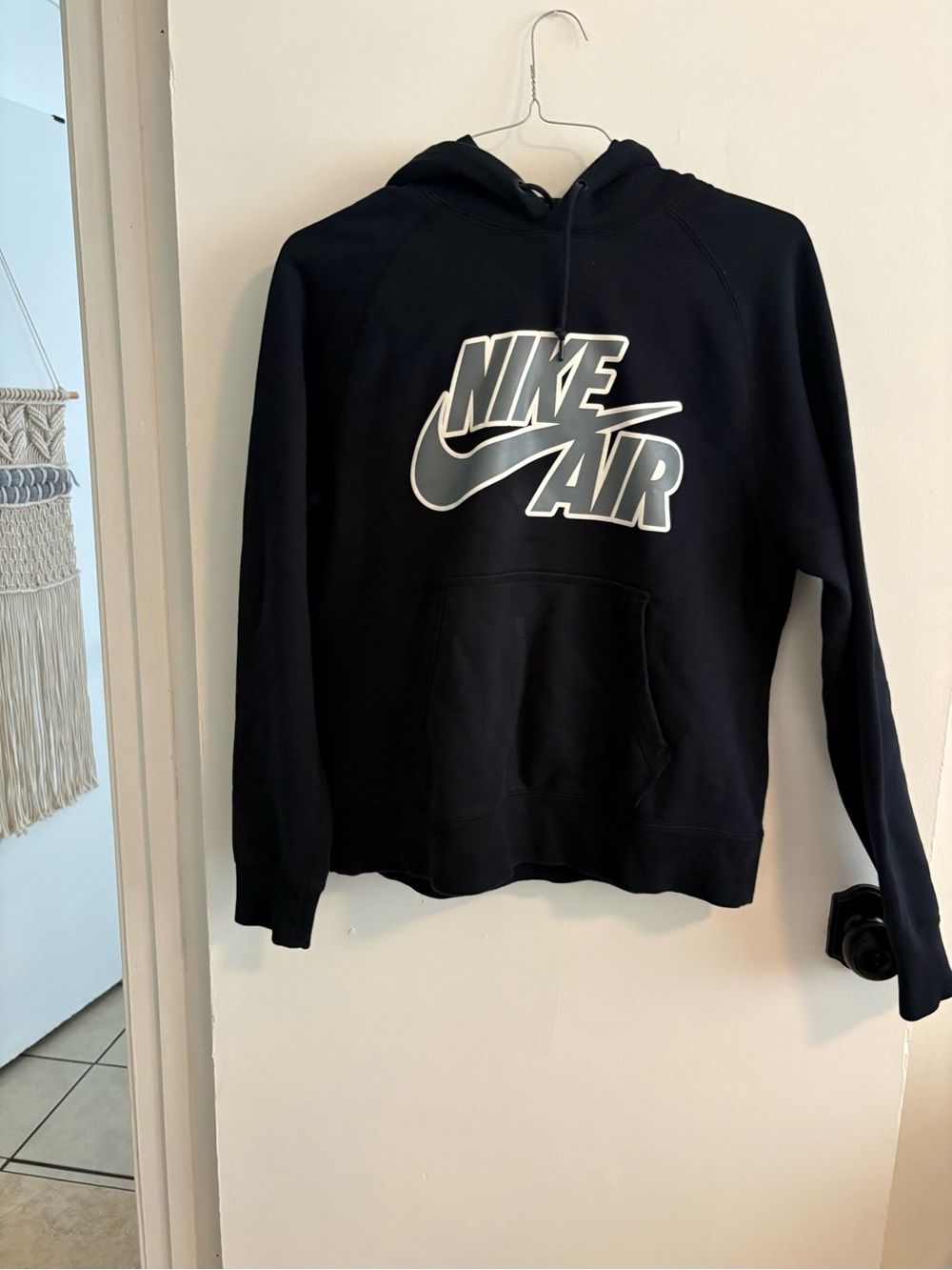 Nike Black Crewneck Hoodie with White Nike Air Logo